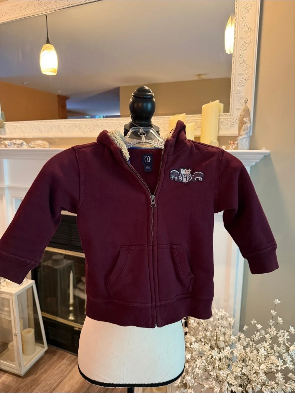 GAP Kids Maroon Hooded Zip Sweatshirt